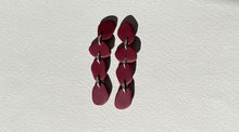 Load image into Gallery viewer, Dark, Shaded, Merlot Red Bordeaux Organic Shaped Statement Earrings handmade from polymer clay.
