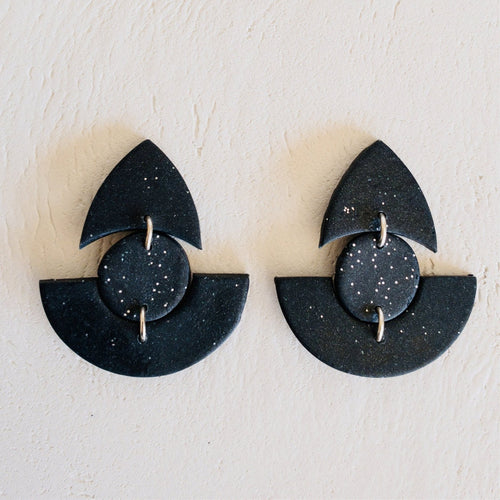 RHEA statement earrings in Midnight sky colour handmade by Vertseas