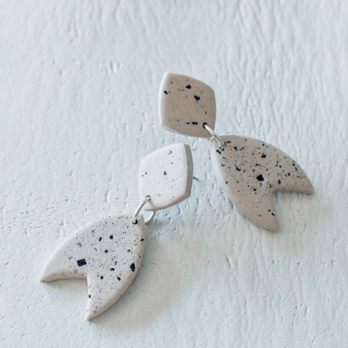 RAY Rock statement earrings organic hand cut and handmade from polymer clay by Vertseas